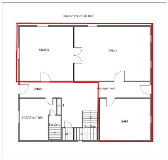 Plan appartement à rénover avec jardin bas de villa