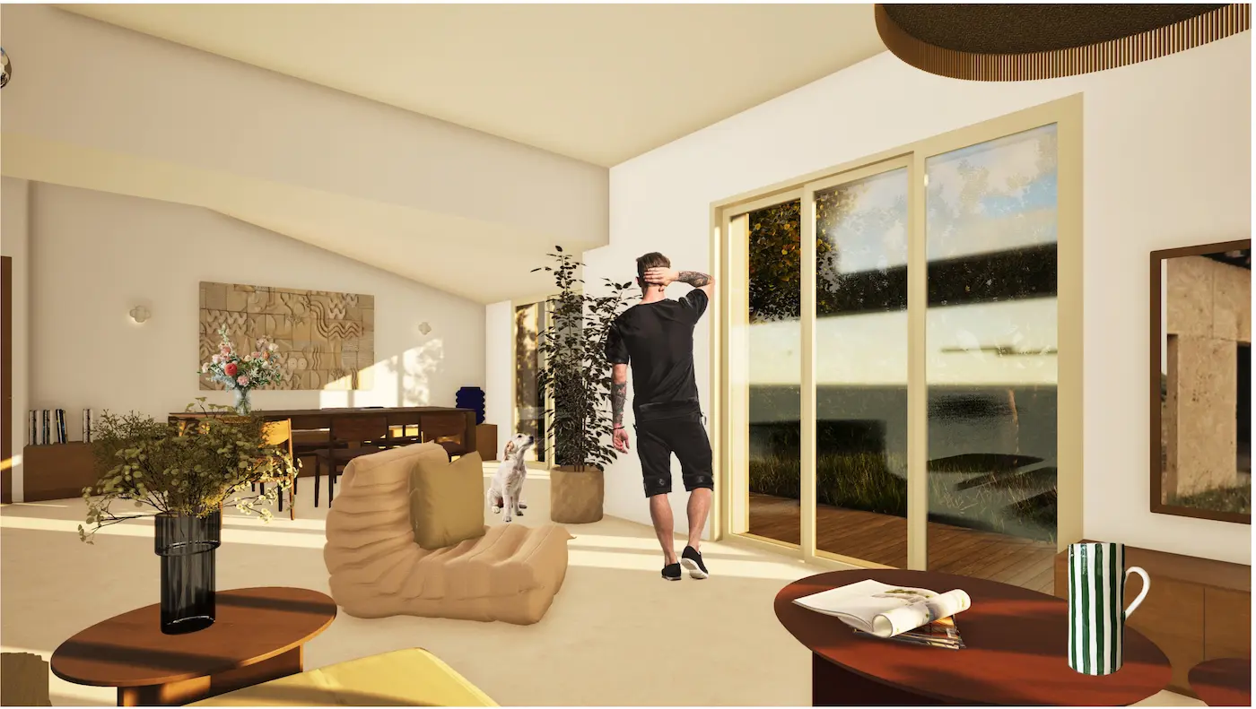 maison neuve avec piscine et jardin Aix en Provence à vendre salon